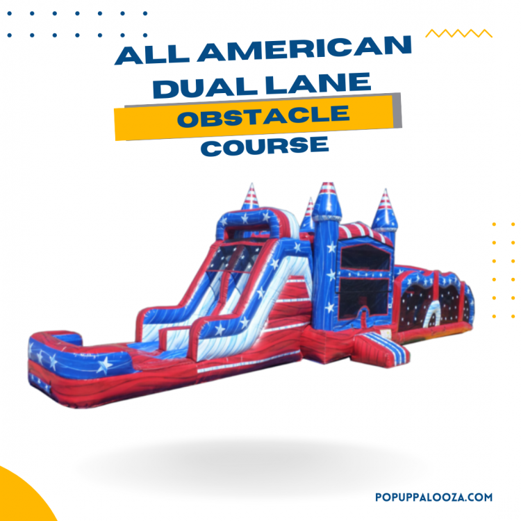 60ft Patriotic Dual Lane Obstacle Course (wet/dry)